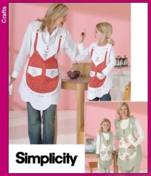 4344 MOM TO 18,GIRLS TO 6 STRAPPY TIED POCKET  APRONS PATTERN